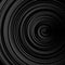 Spiral, concentric lines, circular, rotating background. Black and white radial rings on a black background.