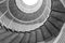 Spiral concrete staircase. Black and white photo