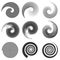 Spiral. Curls and curves for abstract design. Set of vector illustrations.