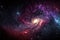 Spiral galaxy in outer space, endless universe background, generative AI