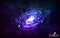 Spiral galaxy on space background. Realistic abstract galaxy with color nebula. Cosmic backdrop with stardust and