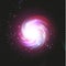 Spiral galaxy, space nebula illustration, astronomy, universe on black cosmic background.