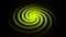 A spiral galaxy turning over a black background. Animation. Outer space view of a light green spirals of dust particles