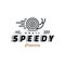 Spiral line art logo design speedy snail. The inspiration for the brand logo innovates the snail going fast