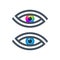 Spiral lined eye icons with colorful eyeball