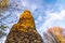 Spiral lookout tower of Krasno. Unusual stone landmark near Krasno Village, Czech Republic