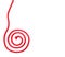 Spiral made of red rope on white background