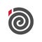 Spiral mosquito coil logo icon, black and red color mosquito repellent symbol