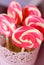 Spiral pink sugar lollipops