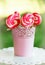 Spiral pink sugar lollipops