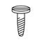 Spiral screw with countersunk head with straight slot icon. Linear logo of standard threaded nail. Black illustration of self-