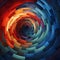 Spiral segmented vortex swirls colourful digital art illustration