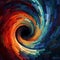 Spiral segmented vortex swirls colourful digital art illustration