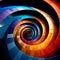 Spiral segmented vortex swirls colourful digital art illustration