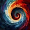 Spiral segmented vortex swirls colourful digital art illustration