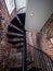 Spiral staircase inside of an old lighthouse