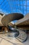 The Spiral stairs of the Louvre Museum and Glass Pyramid