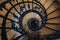 Spiral stone staircase in Basilica of st. Stephen in Budapest, Hungary, view from above