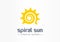 Spiral sun creative symbol concept. Summer morning energy light abstract business logo. Hot sunshine weather, travel