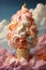 Spiral sweetness: a photogenic cone of ice with seductive Tornado ice cream, shining in soft pastel colors