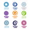 Spiral and swirl logos vector set