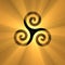 Spiral symbol Triskelion with light flare