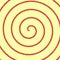 Spiral of twisted candy stick on pale light yellow background