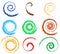 Spiral, vortex element set. 9 different circular shapes. Spiral