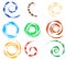 Spiral, vortex element set. 9 different circular shapes. Spiral