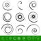 Spiral, vortex element set. 9 different circular shapes. Spiral