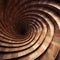 Spiral Wooden Structure Against Black Background