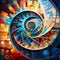 Spiraling Dimensions: A captivating spiral expanding into infinite geometric realms