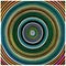 Spiraling Shapes: An image of a geometric pattern created with spirals, in a mix of bold and muted colors1, Generative AI