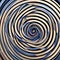Spiraling Shapes: An image of a geometric pattern created with spirals, in a mix of bold and muted colors3, Generative AI