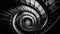 Spiraling staircase, abstract design, black and white elegance, moving down generated by AI