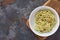 Spiralized courgette pasta on the grey table