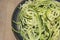 Spiralized Zucchini on a pottery plate