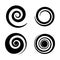 Spirals. Circle black twirl different forms, twisted swirl silhouette. Abstract wave curve shape pictogram, creative