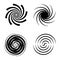 Spirals. Circular wave elements, psychedelic hypnosis symbols. Abstract twisted swirl waves curve shape pictogram, black