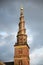 The spire of the Church of Our Saviour in Copenhagen.