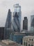 The spirel gray black girkin tower building seen from Aldgate Tower early afternoon looking good this Autumn