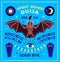 Spirit Board with Bat. Ouija Board . Vector Illustration.