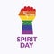 Spirit Day poster with rainbow colored hand raised fist vector