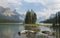 Spirit island in Maligne Lake. Jasper. Canada