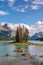 Spirit island in Maligne lake, Jasper National Park, Alberta, Rocky Mountains Canada