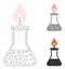 Spirit Lamp Fire Vector Mesh Carcass Model and Triangle Mosaic Icon