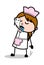 Spirit Leaving Body - Retro Cartoon Waitress Female Chef Vector Illustration