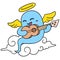 The spirits of the angels who had died happily sang songs above the clouds, doodle icon image kawaii