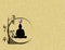 Spiritual background for meditation with buddha statue and yin yang symbol isolated in color background