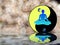 Spiritual background for meditation with yin yang and ankh symbol in color background